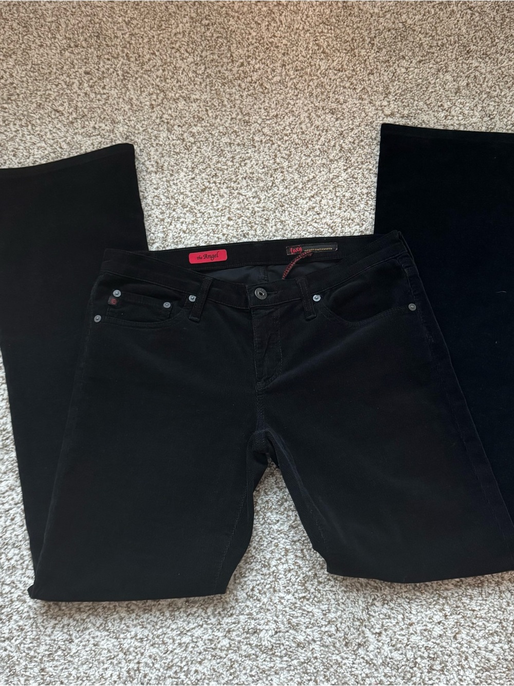 AG Adriano Goldschmied The Angel Bootcut Corduroy Pants Black Size 29 - Picture 2 of 6